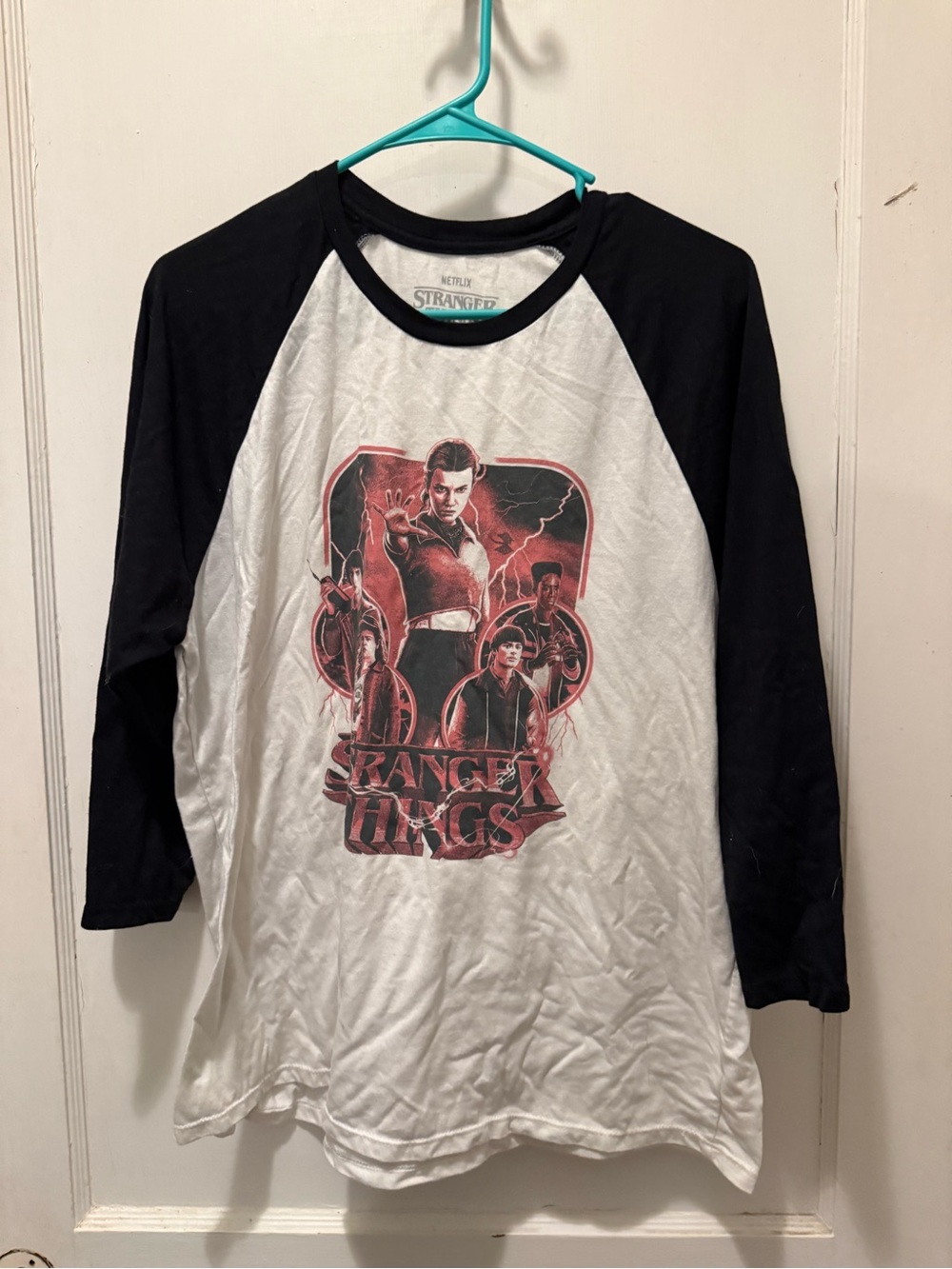 Netflix Black & White Raglan Stranger Things Graphic Long Sleeve